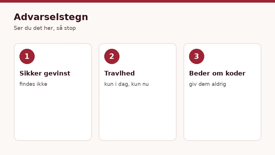 Advarselstegn, når du vil købe kryptovaluta: sikker gevinst, travlhed, beder om koder